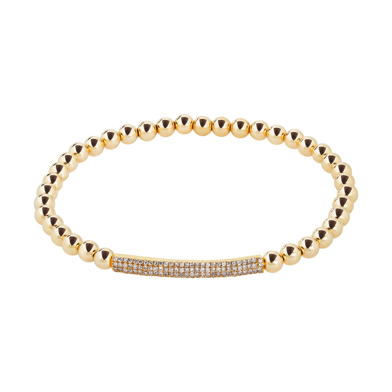 Diamond Pave Bar Gold Filled Beaded Bracelet