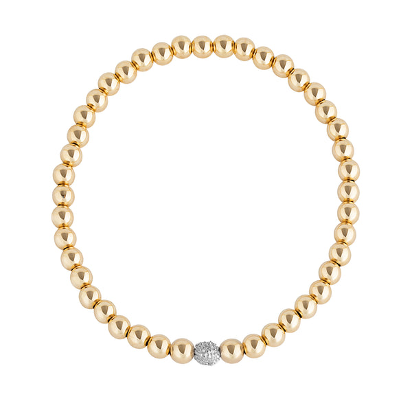 4 MM Diamond Ball Gold Filled Beaded Bracelet