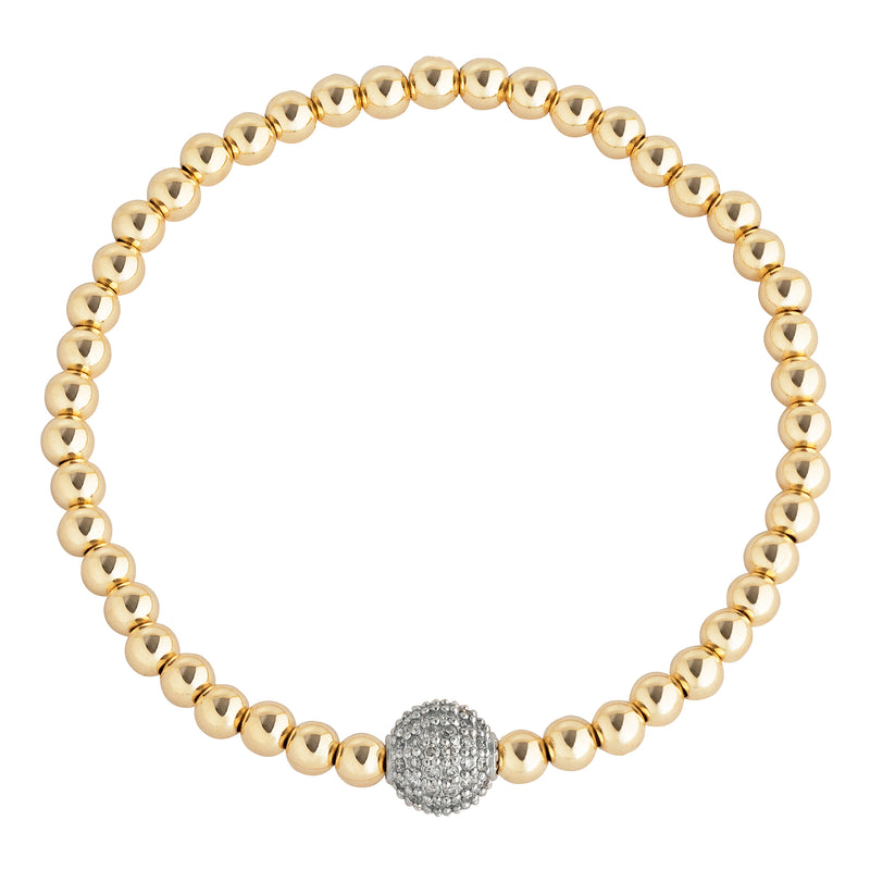 8 MM Diamond Ball Gold Filled Beaded Bracelet