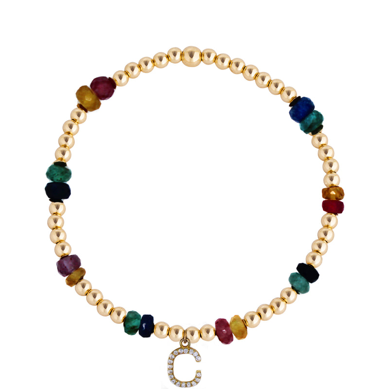 Gold Filled Sapphire Crystal Initial Bracelet