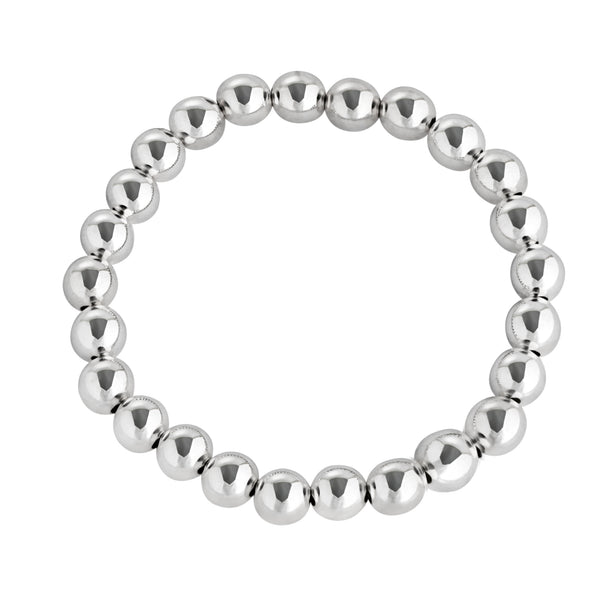 6 MM Sterling Silver Beaded Bracelet