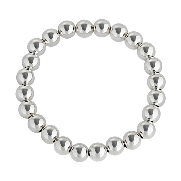 8 MM Sterling Silver Beaded Bracelet