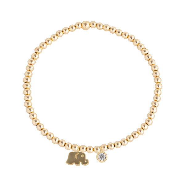 Elephant Drop Gold-Filled Beaded Bracelet
