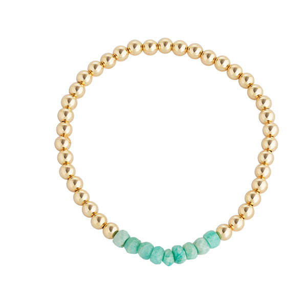 Raw Emerald and Gold Filled Beads, 4mm, Stretch Bracelets, Set of 3 | Gemstone Jewelry Stores Long Island