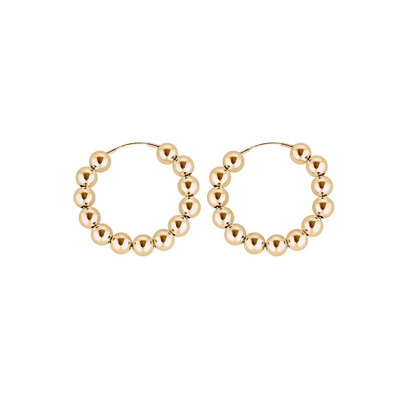 6 MM Gold Filled Beaded Hoop Earrings