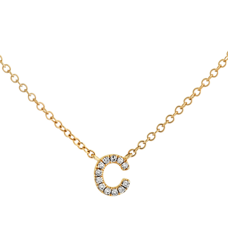 14k Gold Diamond Initial Real Initial Necklace Gold Small Diamond