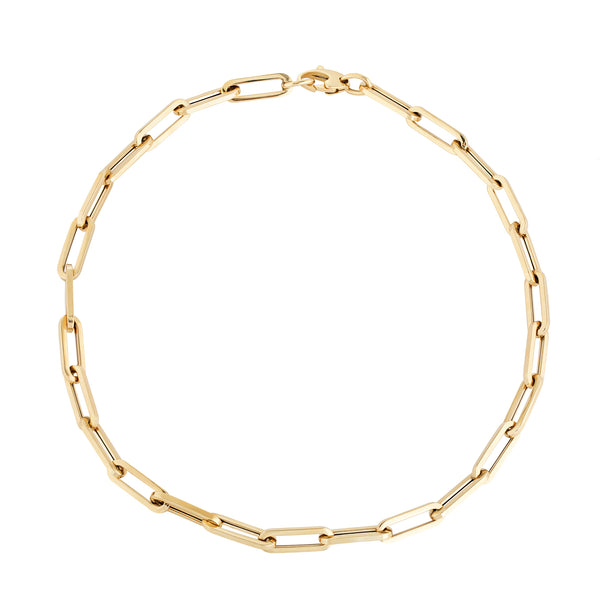 14k Gold Hollow Paperclip Necklace