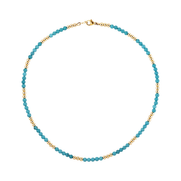 Turquoise and Gold Filled Beaded Necklace
