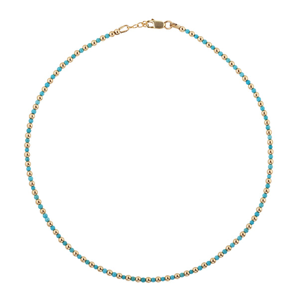 Mini Turquoise Gold Filled Beaded Necklace