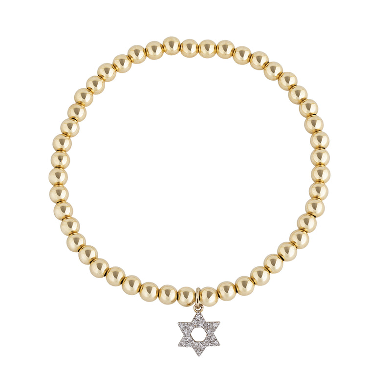 Gold Filled Crystal Star of David Beaded Bracelet
