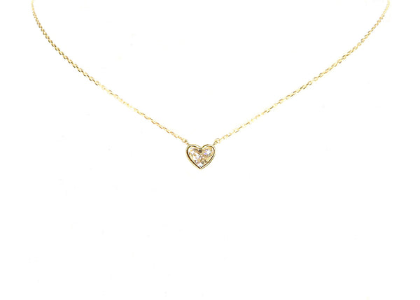 18K Dainty Diamond Heart Necklace