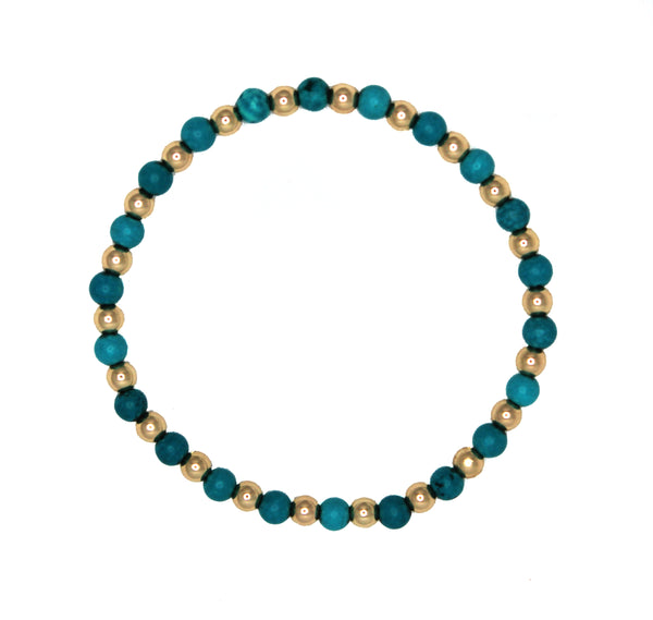 Turquoise and Gold Filled Beaded Bracelet