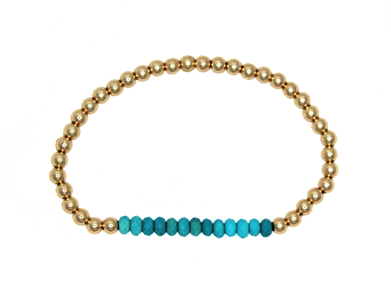 Raw Turquoise Gold Filled Beaded Bracelet