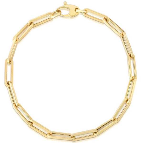 14K Gold Paperclip Chain Link Bracelet