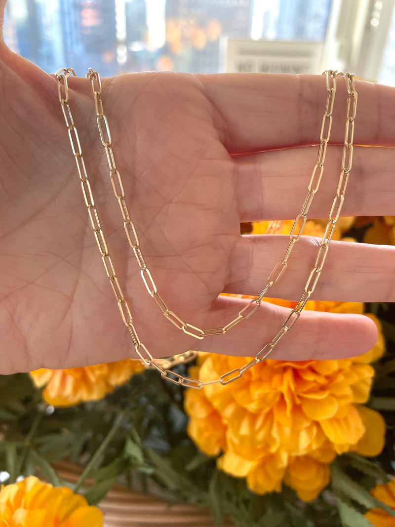 14K Gold Mini Paperclip Chain Necklace