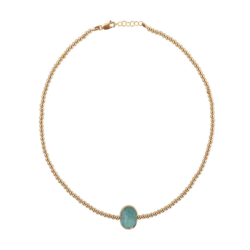 Raw Amazonite Gold Filled Gemstone Beaded Necklace