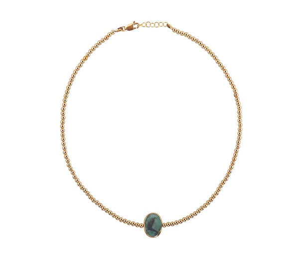 Raw Emerald Gold Filled Gemstone Beaded Necklace