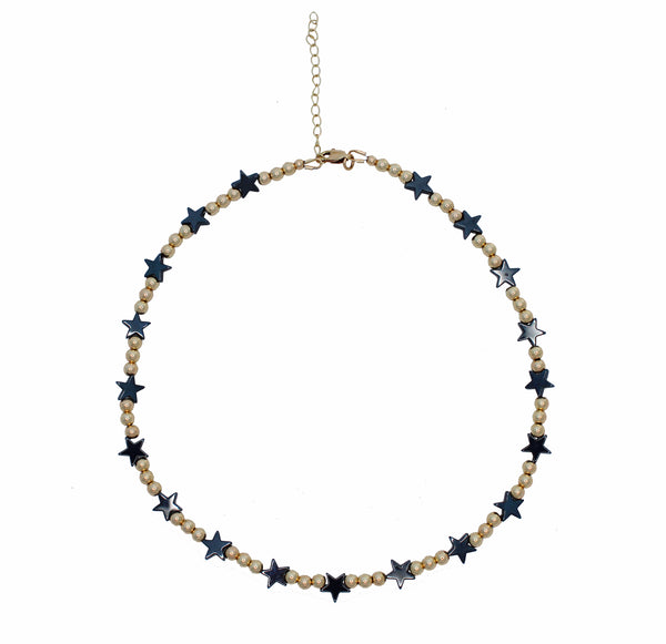 Hematite Star Gold Filled Beaded Necklace