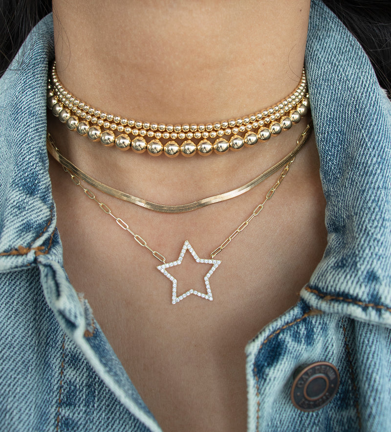 Crystal Hollow Star Necklace
