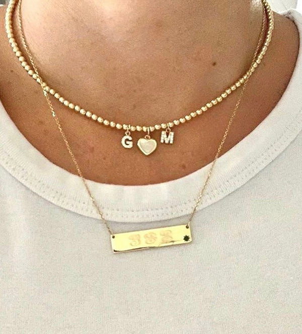 Double Initial Love Gold Filled Beaded Necklace