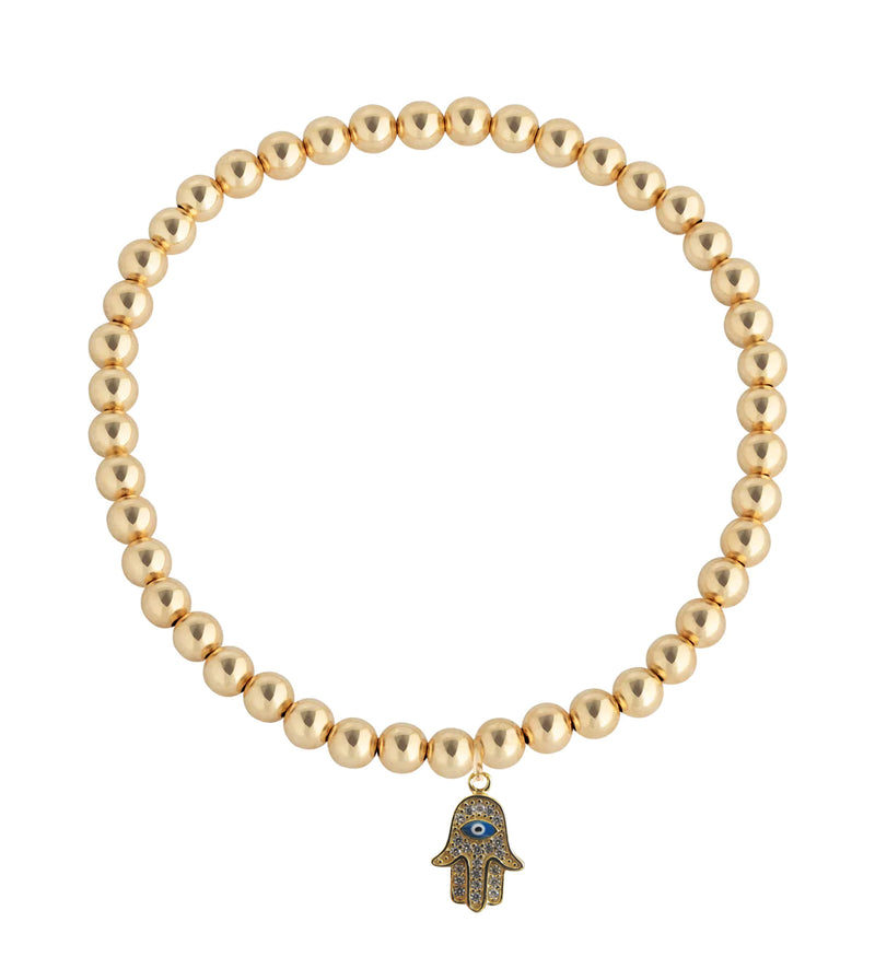 4 Multi GOLD Beaded bracelet Stack Heart Wing Star Hamsa Hand Charm Boho  Bijoux | eBay