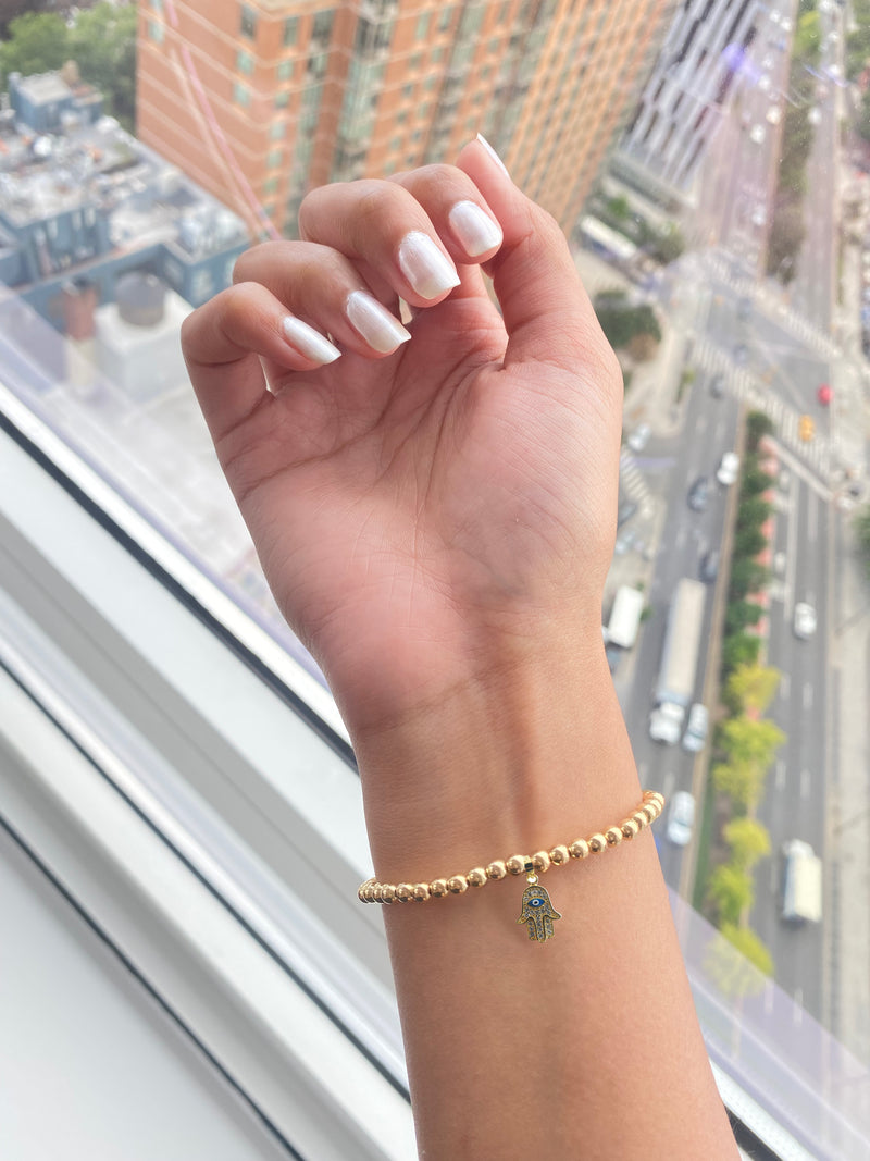 Gold Hamsa Hand Bracelet | Gold Hand of Fatima Bracelet | Stacking Bracelet  – KookyTwo
