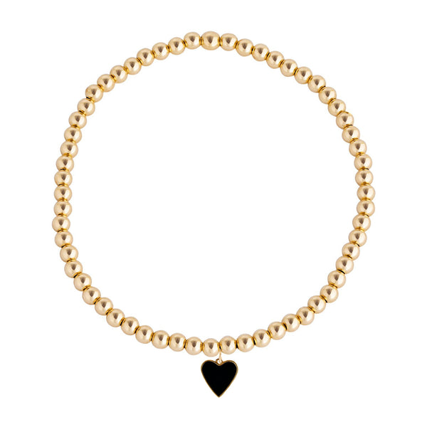 Black Heart Gold Filled Beaded Bracelet