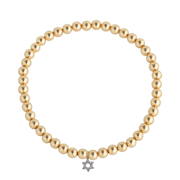 Gold Filled Diamond Star of David Beaded Bracelet