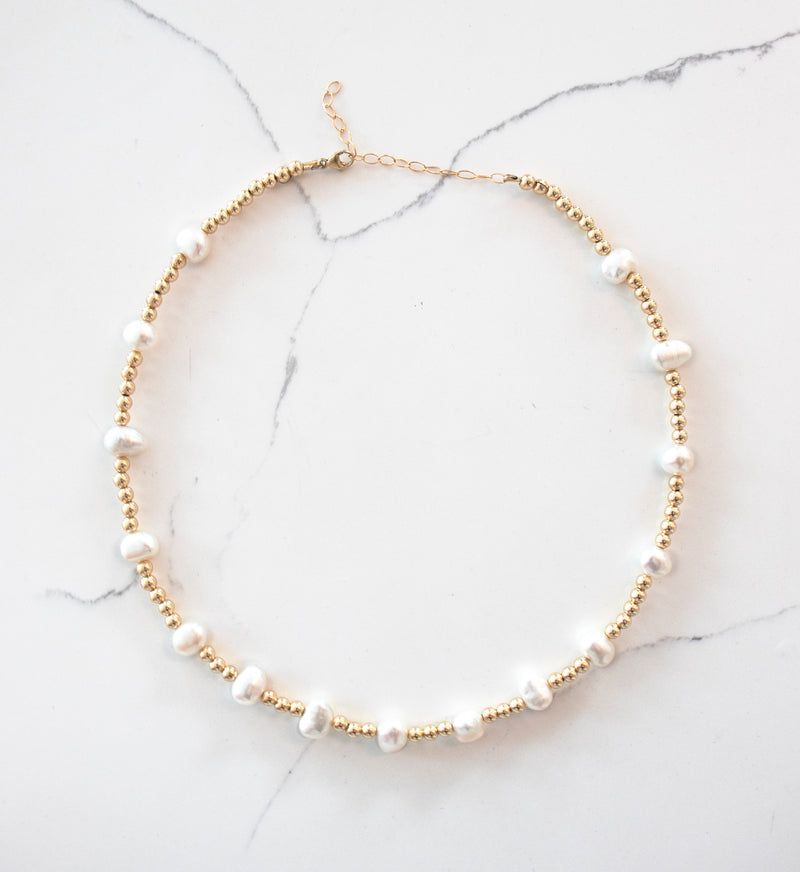 Freshwater Pearl Gold Filled Beaded Necklace