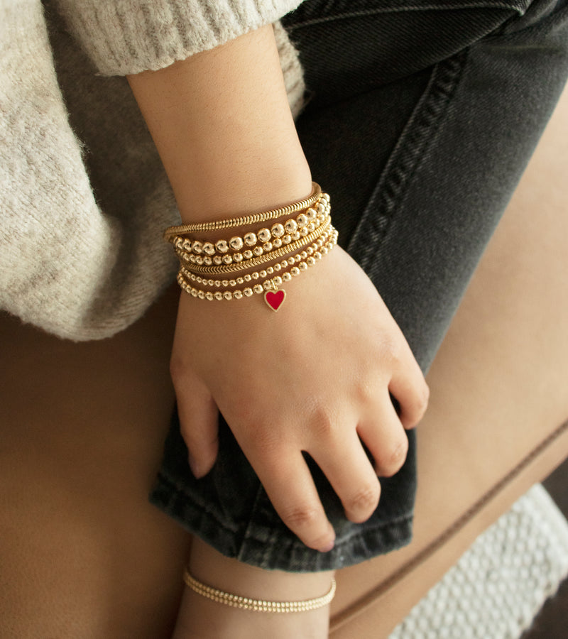 5mm Beads With Gold Gold Heart Charm Bracelet Charm Bracelet 