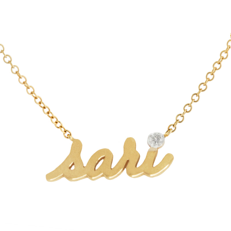14k Yellow Gold Script Nameplate Necklace