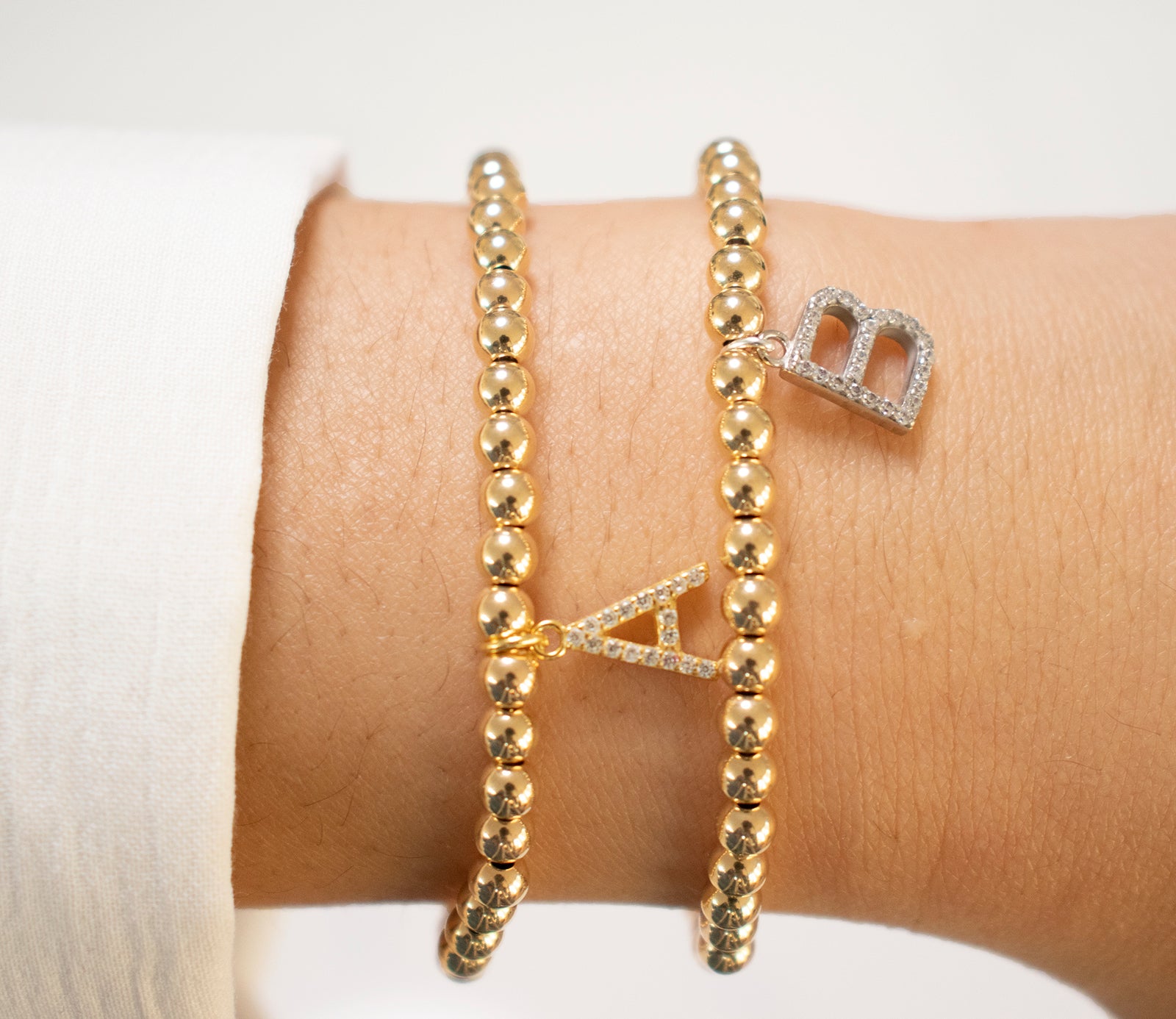 White Crystal Initial Gold Filled Bracelet – Bonnie Jennifer