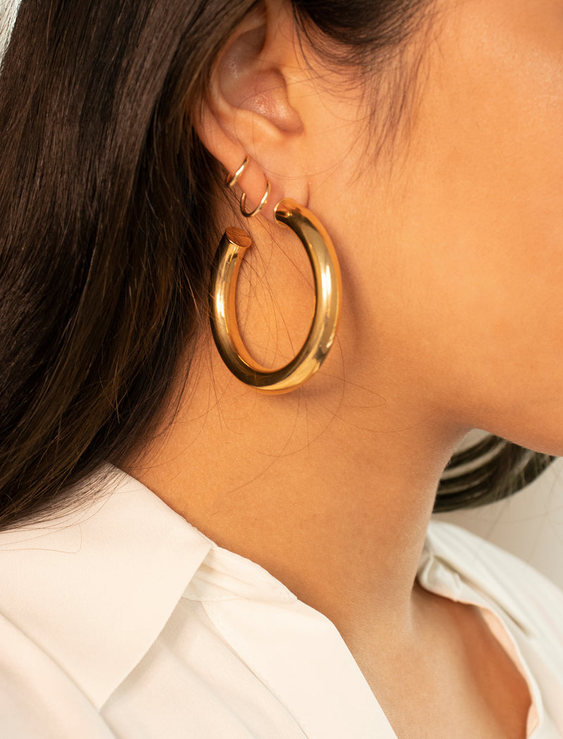 Large Gold Filled Tube Earrings